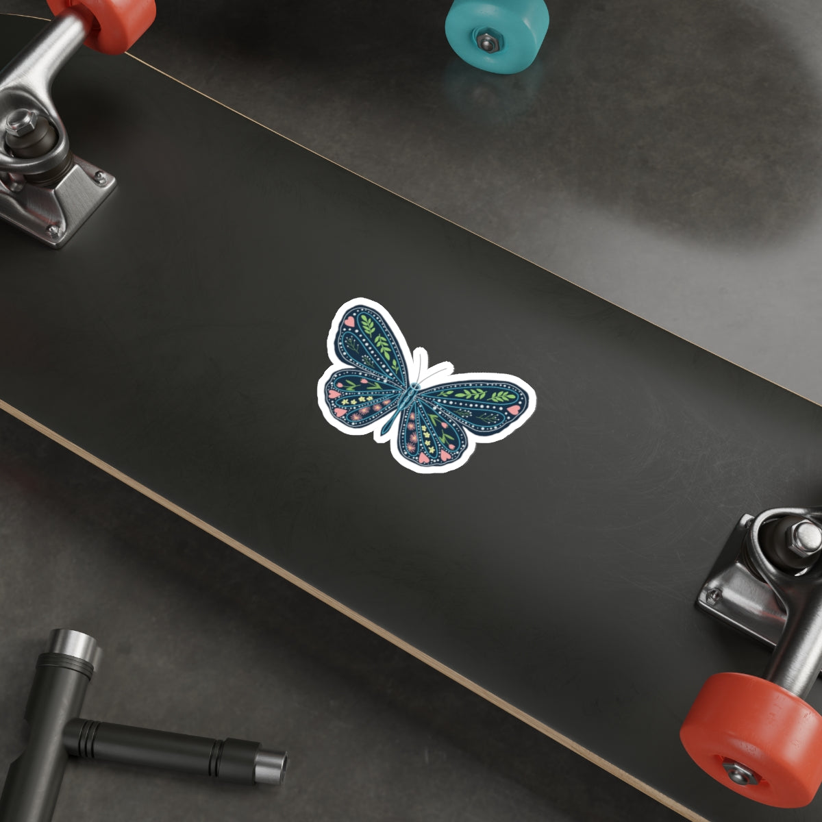 Folk Art Butterfly Die Cut Sticker