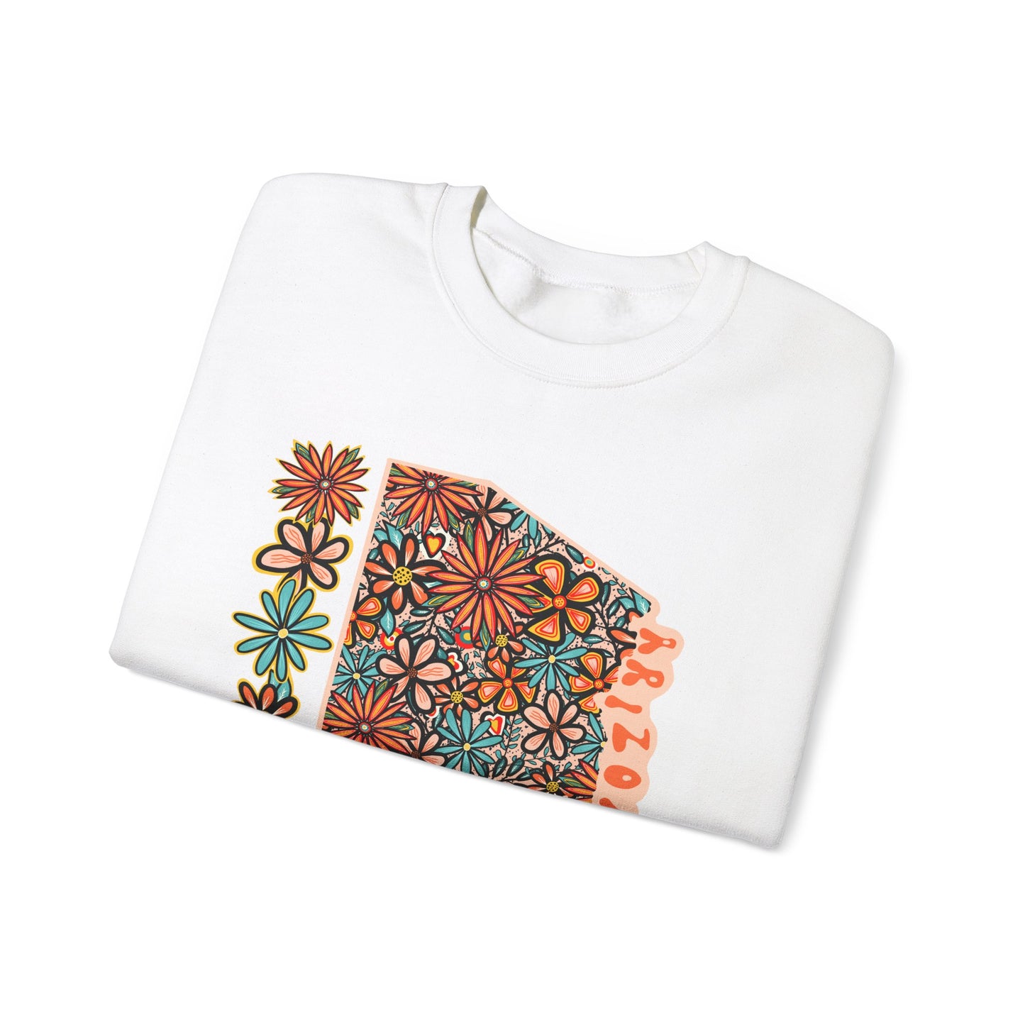 Retro 70s Flowers Arizona State Design — Heavy Blend™ Crewneck Sweatshirt