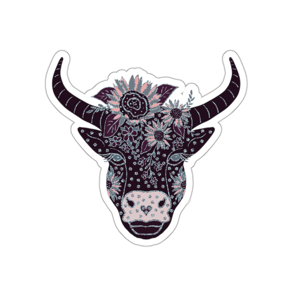 Floral Cow Ellie Die-Cut Sticker