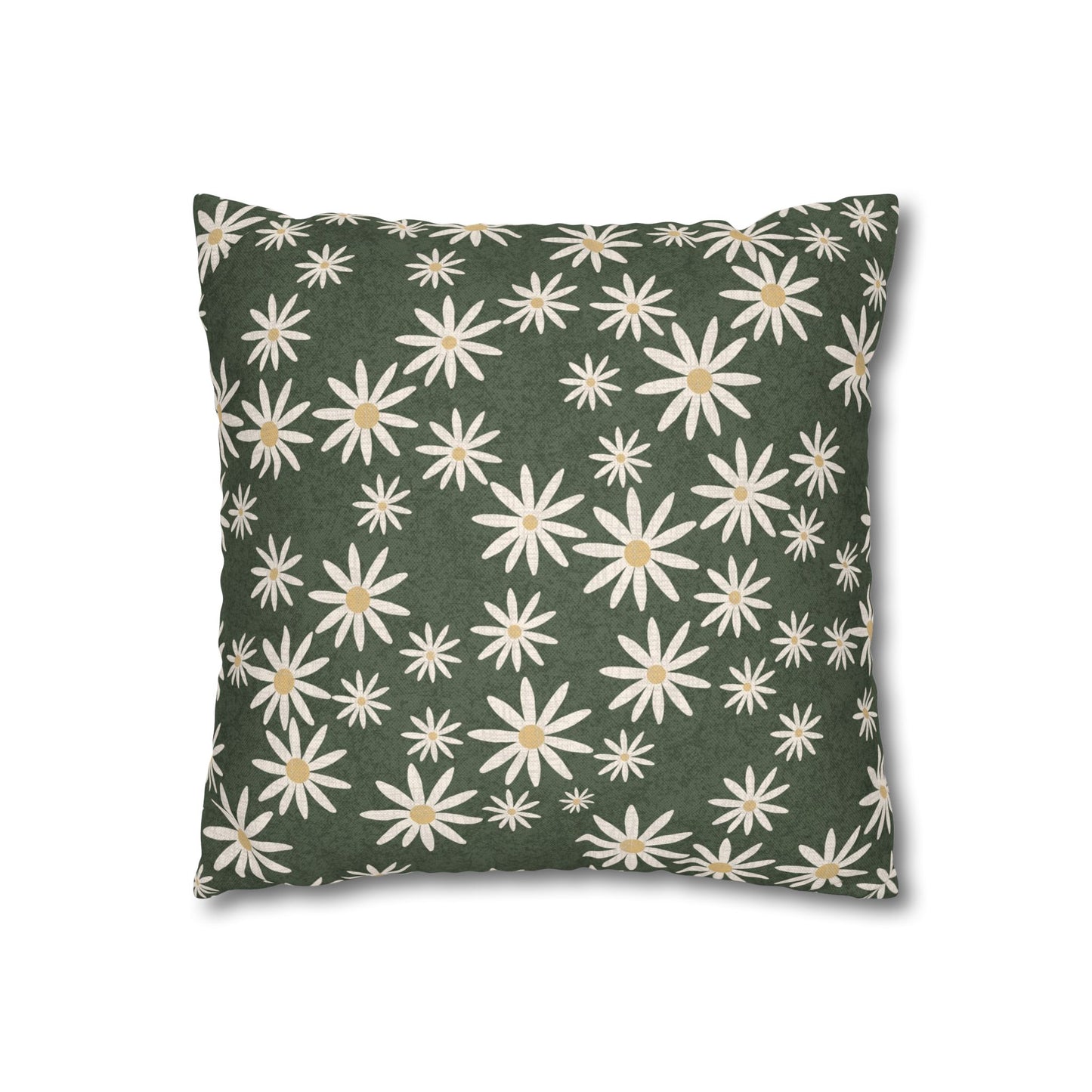Chickweed on Sage Green Spun Polyester Square Pillowcase