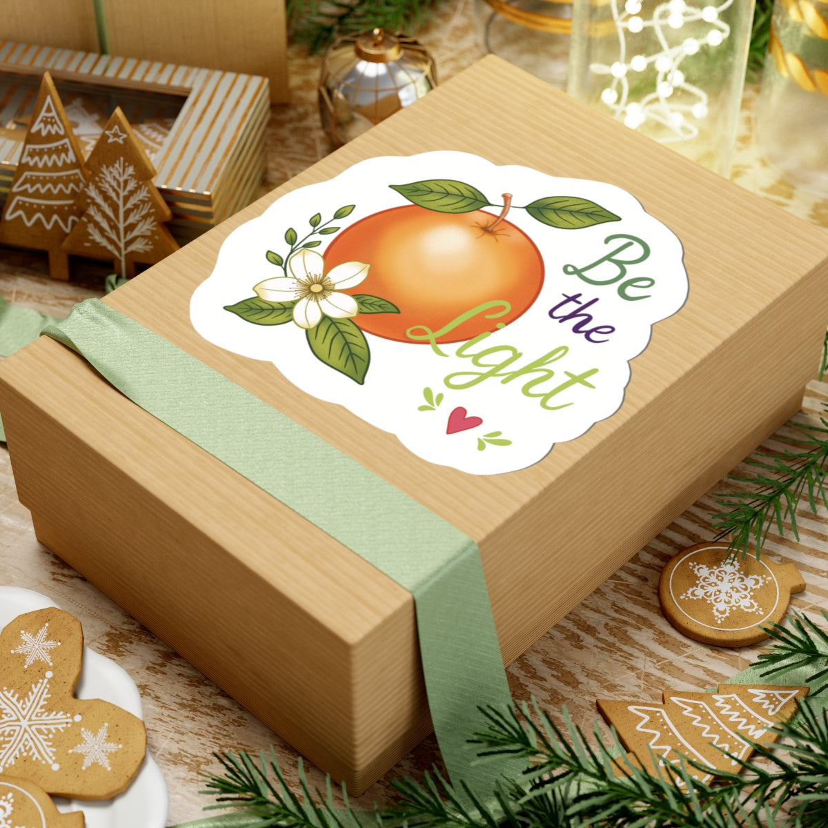 Be the Light Orange Sticker — Inspirational Kiss-Cut Sticker