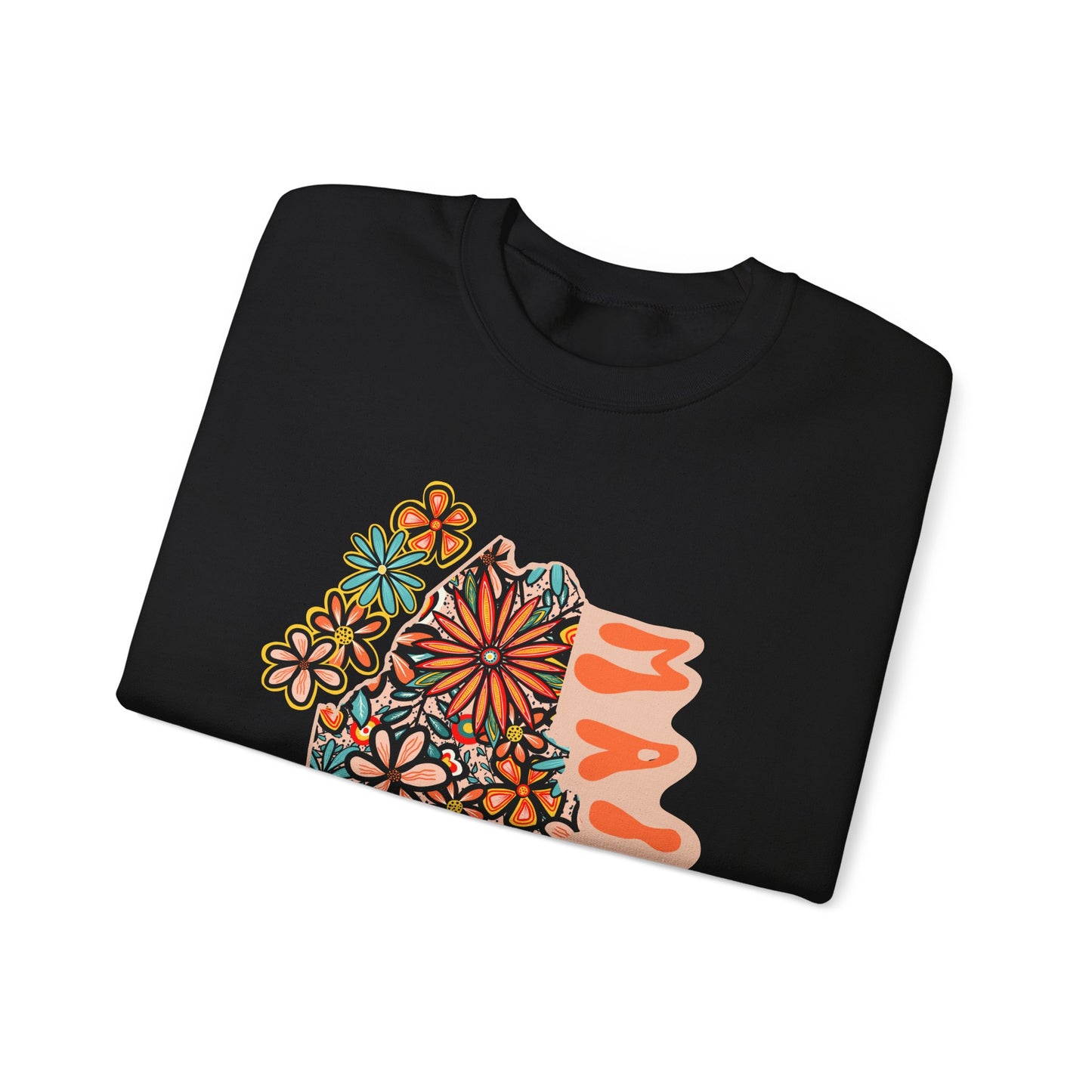 Retro 70s Flowers Maine State Design — Heavy Blend™ Crewneck Sweatshirt