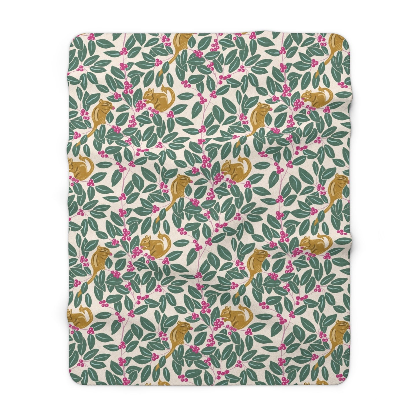 Wintergreen and Chipmunks Sherpa Fleece Blanket