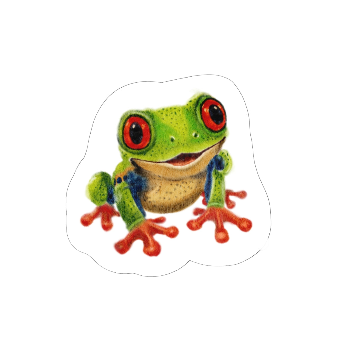 Red-Eyed Baby Frog Kiss-Cut Sticker — Watercolor Nursery Decal for Laptops, Planners & Baby Shower Favors