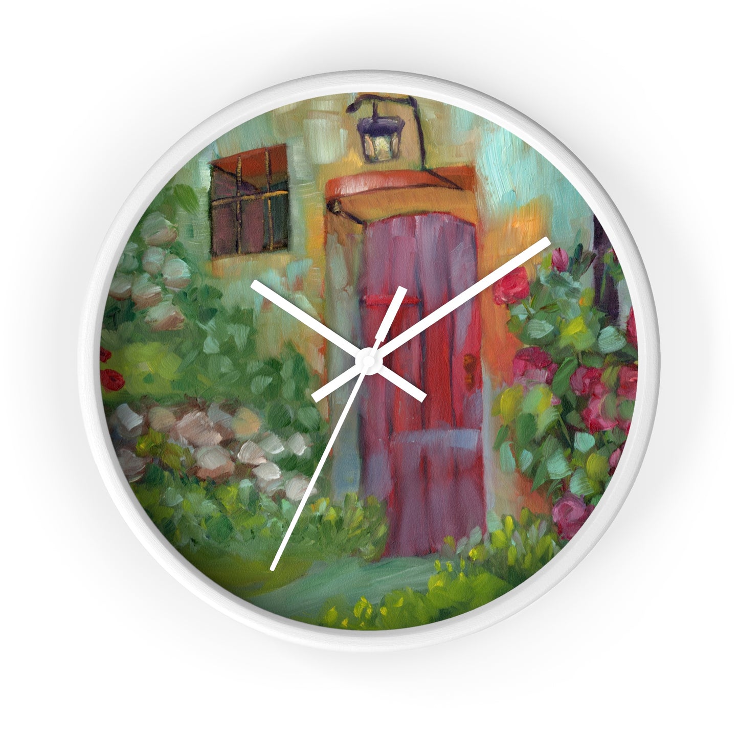 Cottage Garden Wall Clock — Colorful Floral Doortime Decorative Clock