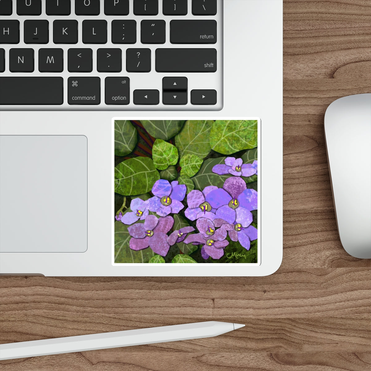 African Violets Collage Die Cut Sticker