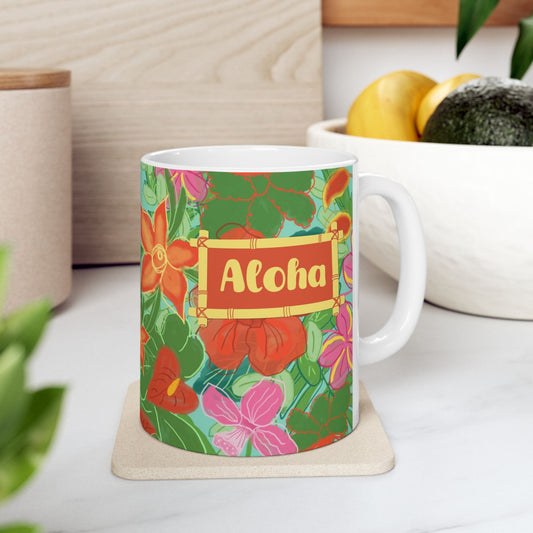 Tropical Flowers Ceramic Mug 11oz & 15oz