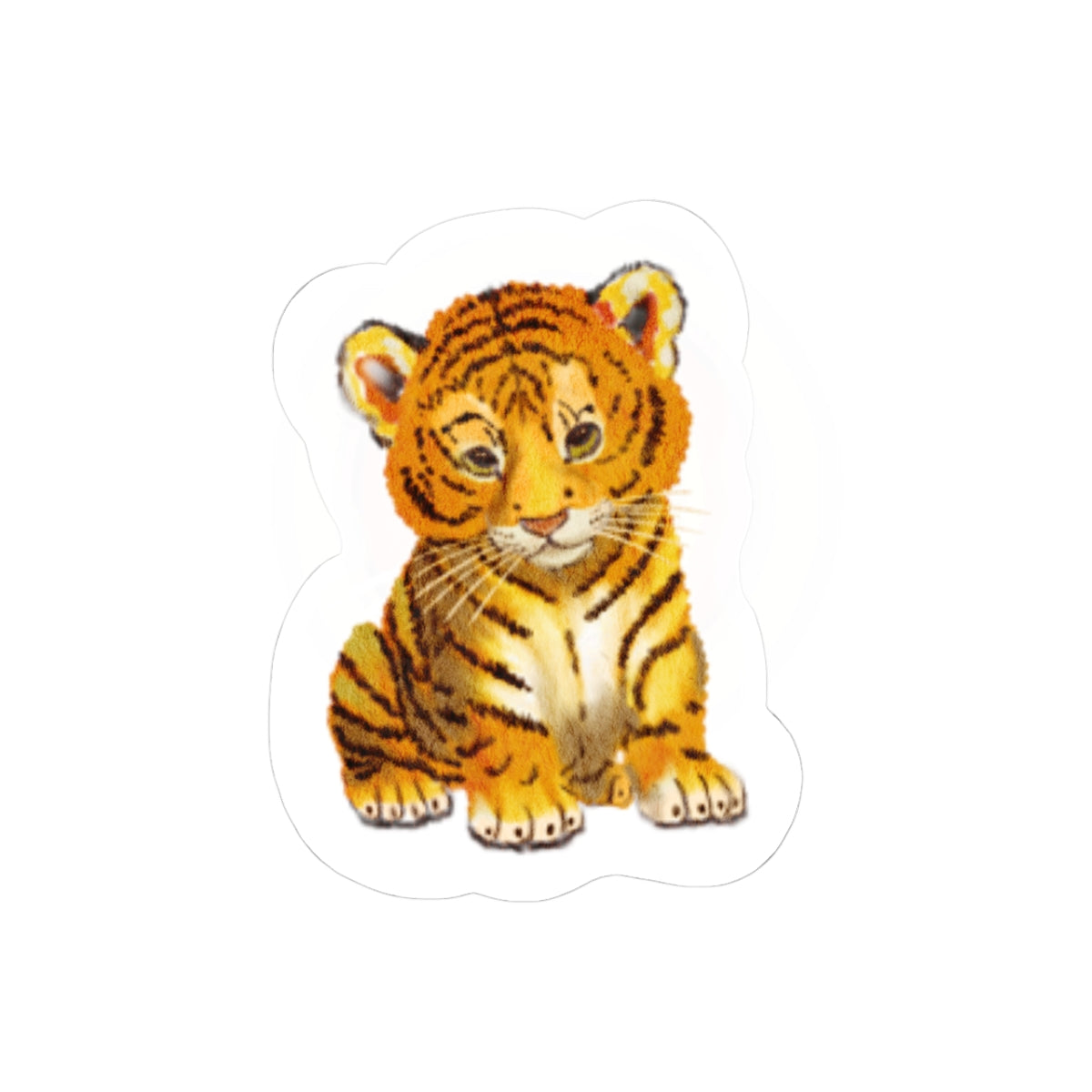 Tiger Cub Sticker — Cute Watercolor Baby Tiger Vinyl Decal for Laptops, Water Bottles & Journals