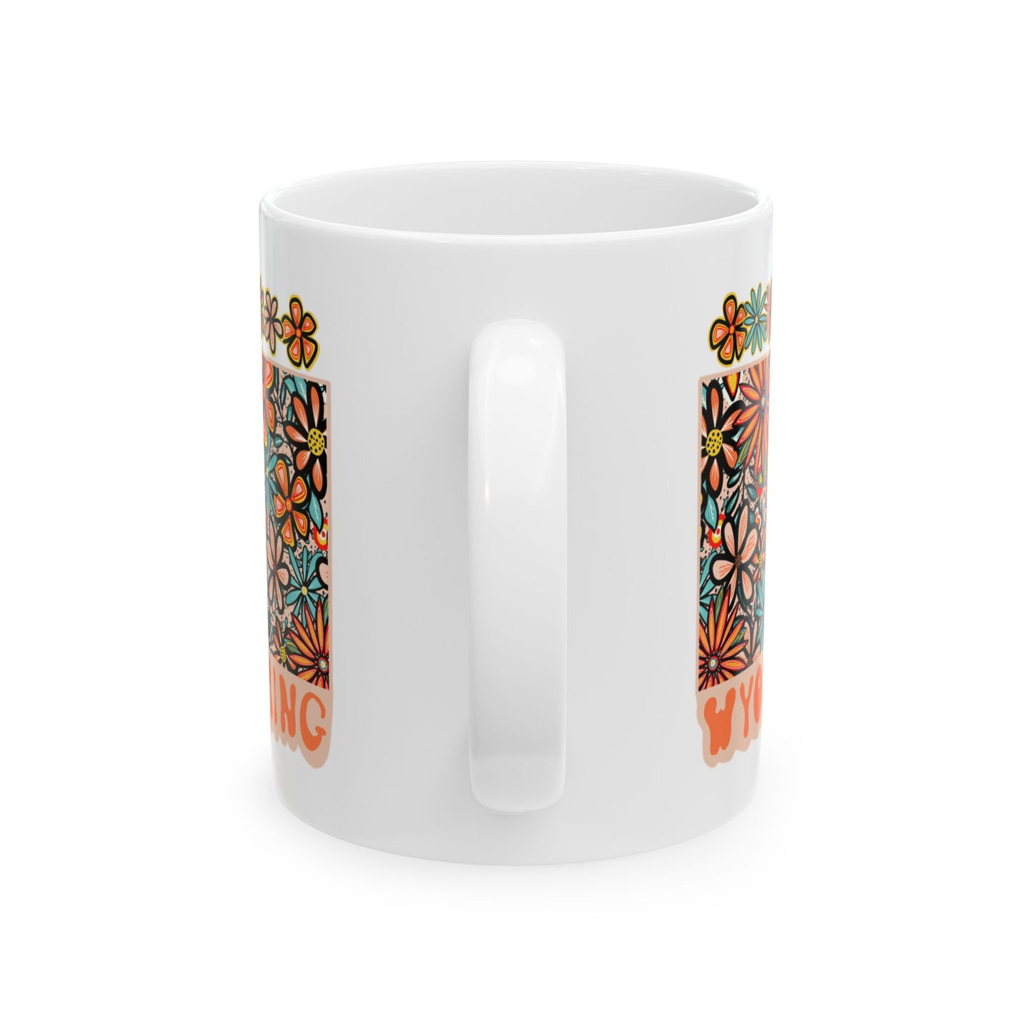 Retro 70s Flowers Wyoming Ceramic Mug 11 oz and 15 oz