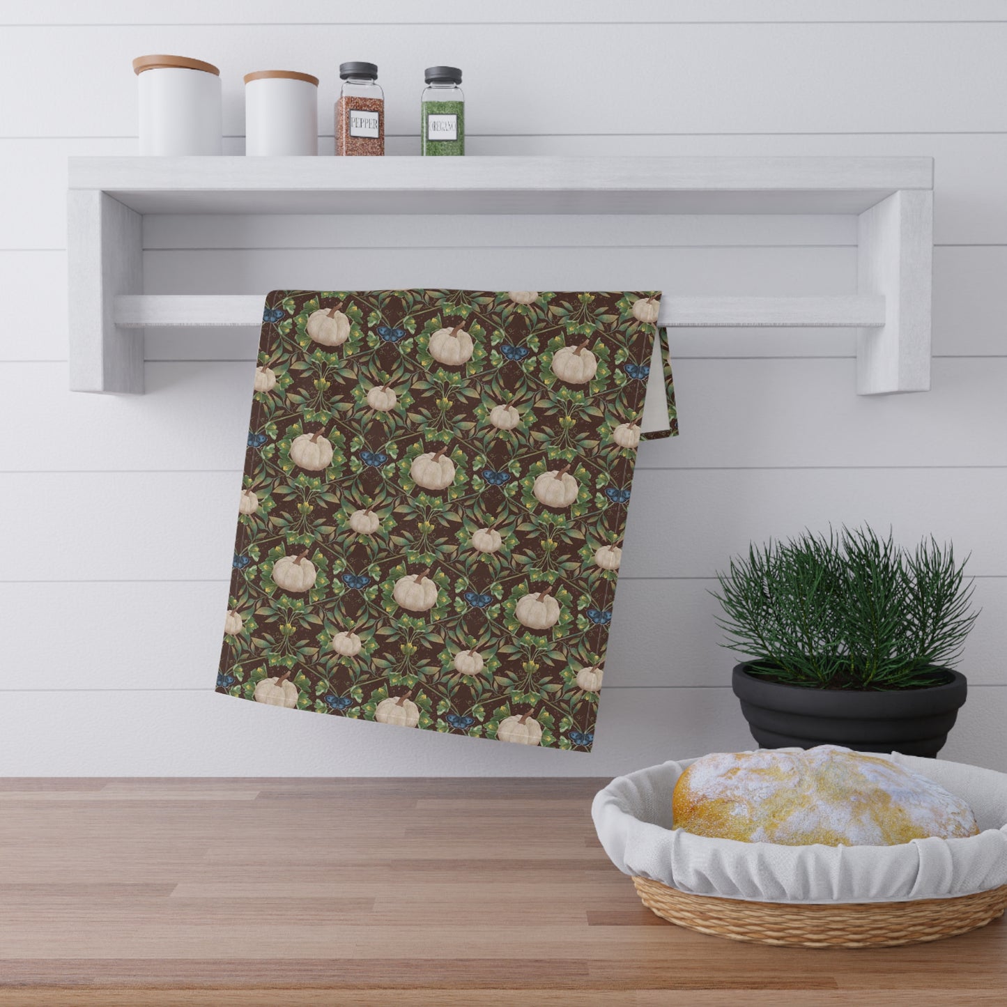 White Pumpkins Tea Towel