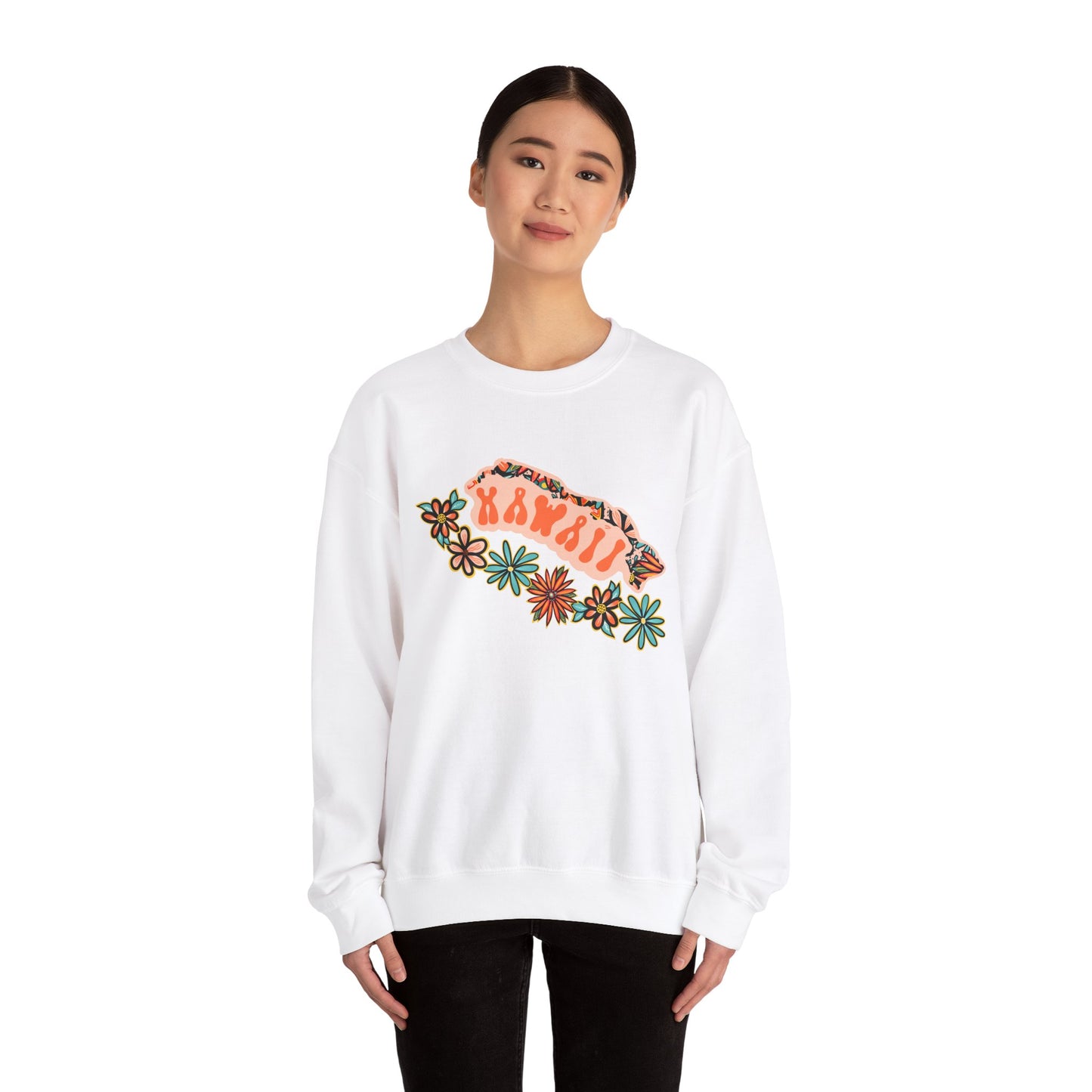 Retro 70s Hawaii State Design — Heavy Blend™ Crewneck Sweatshirt