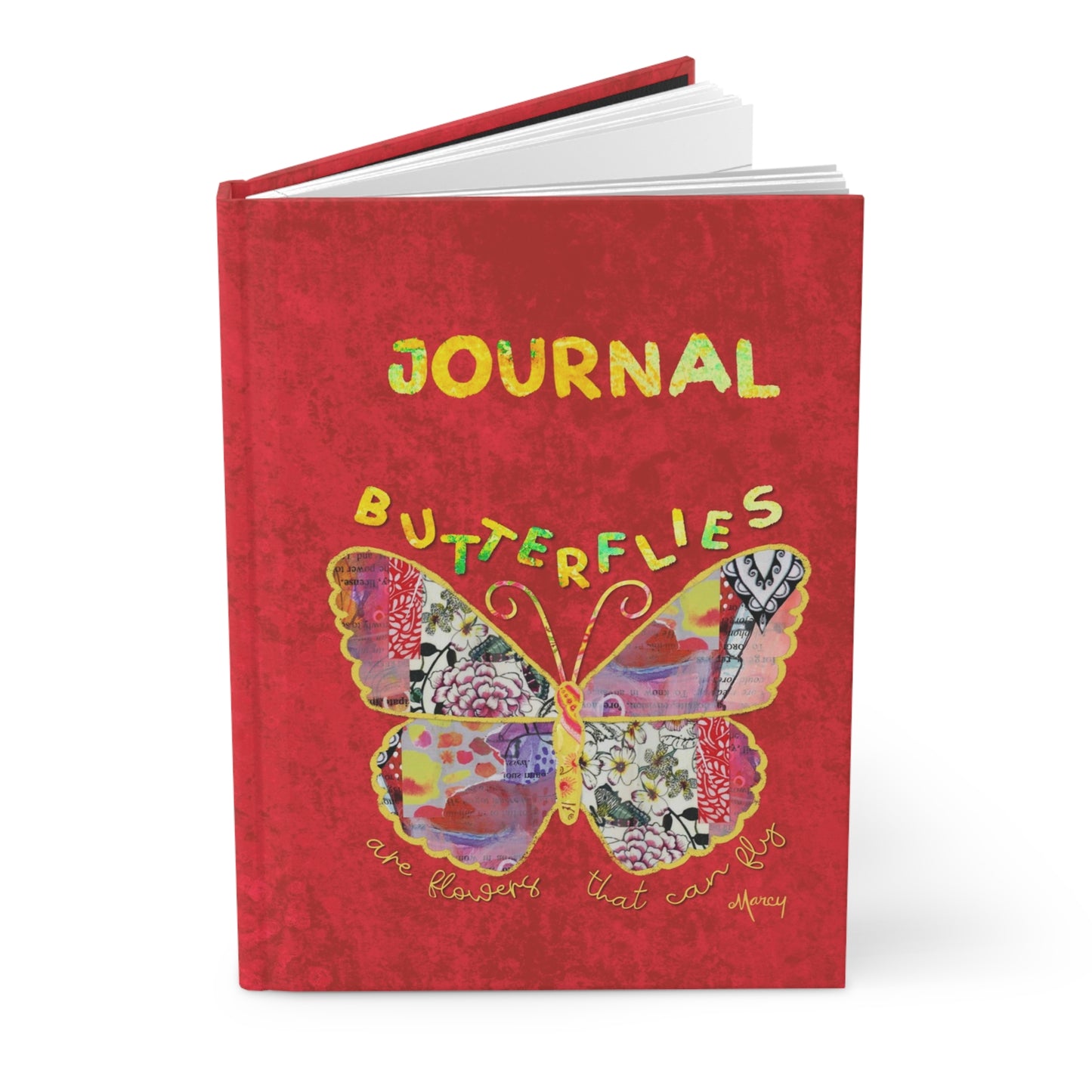 Boho Butterfly Collage Hardcover Journal Matte
