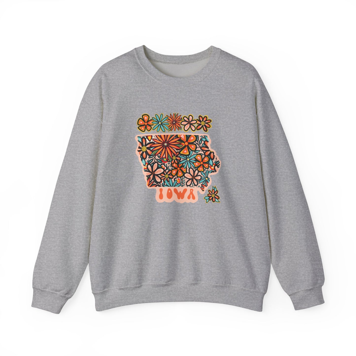 Retro 70s Flowers Iowa State Design — Heavy Blend™ Crewneck Sweatshirt