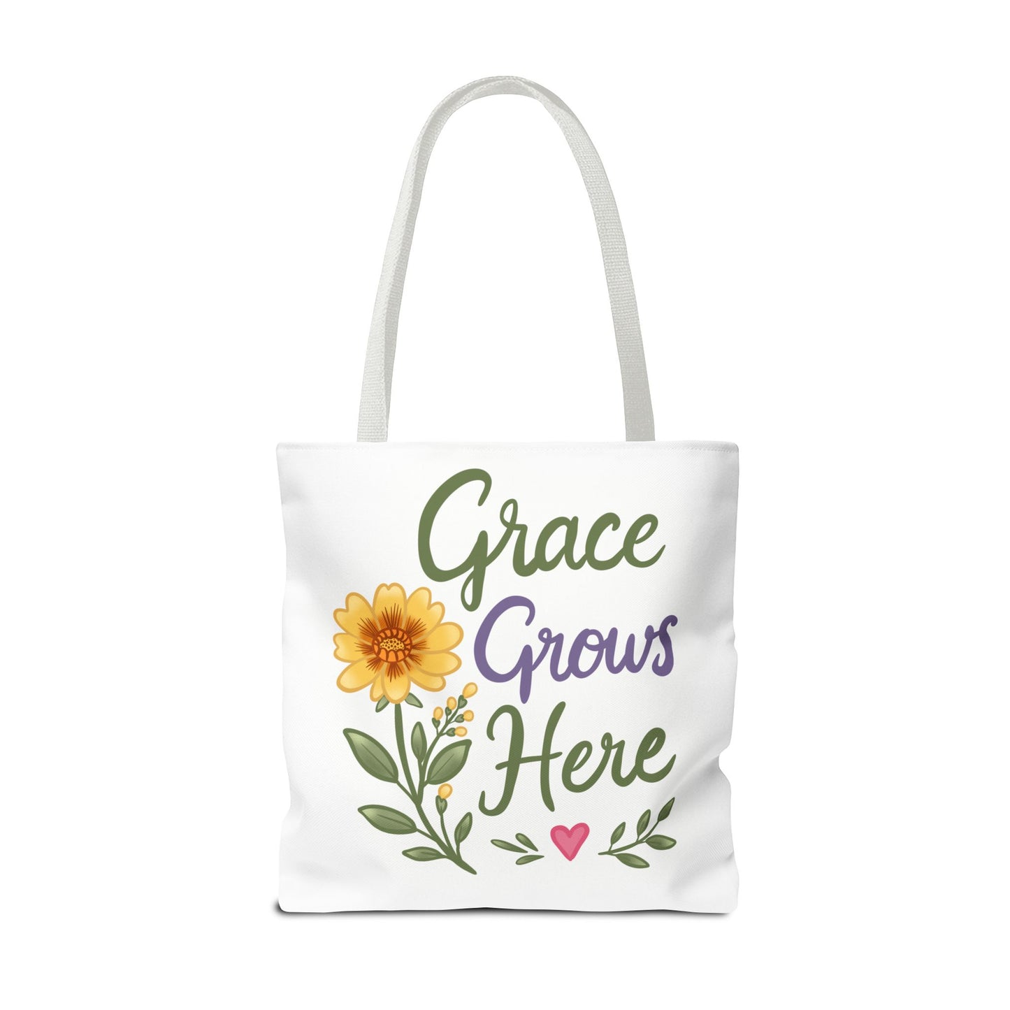 Grace Grows Here Tote - Floral Inspirational Canvas Bag