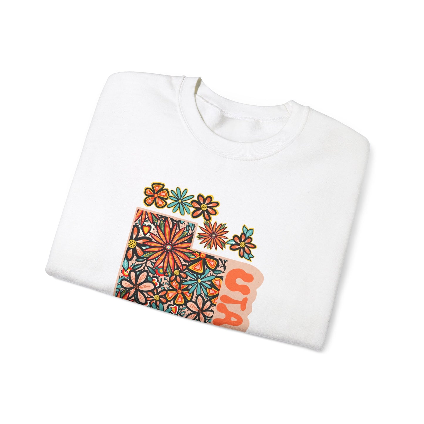 Retro 70s Flowers Utah State Design — Heavy Blend™ Crewneck Sweatshirt