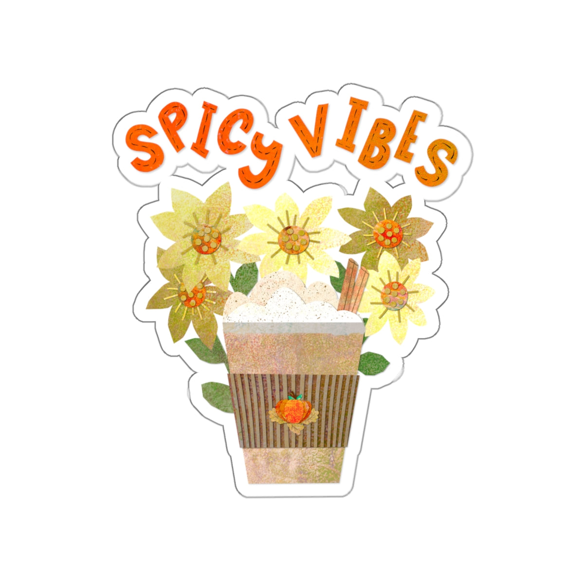 Spicy Vibes Latte Collage Die Cut Sticker