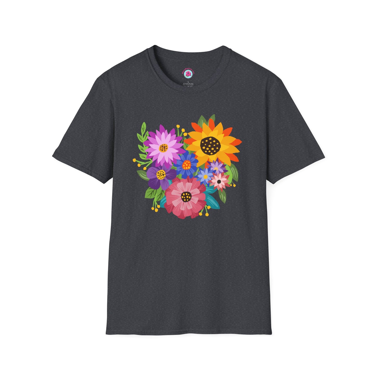 Heart-Shaped Flower Bouquet Softstyle T-Shirt