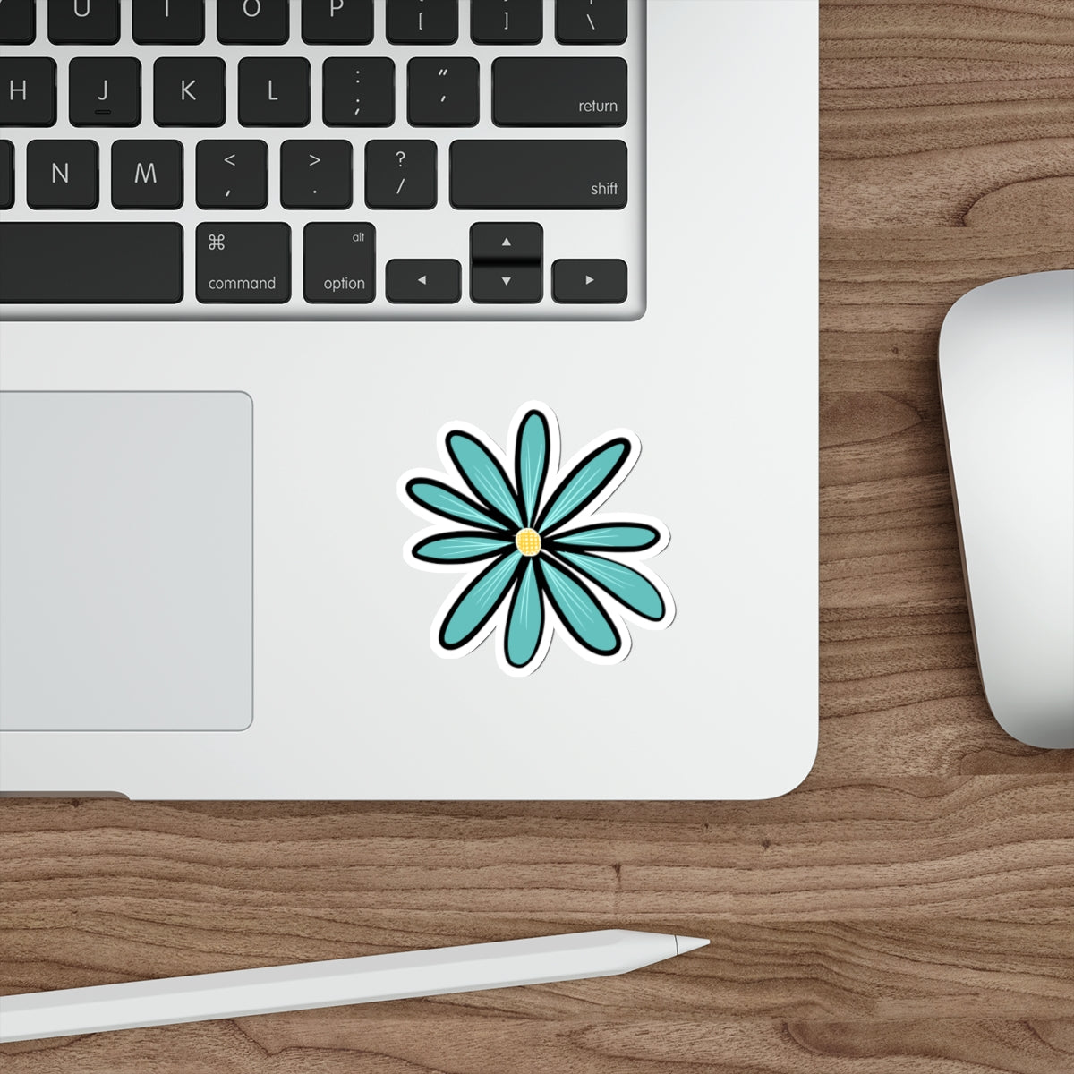 70s Groove Turquoise Daisy Die Cut Sticker