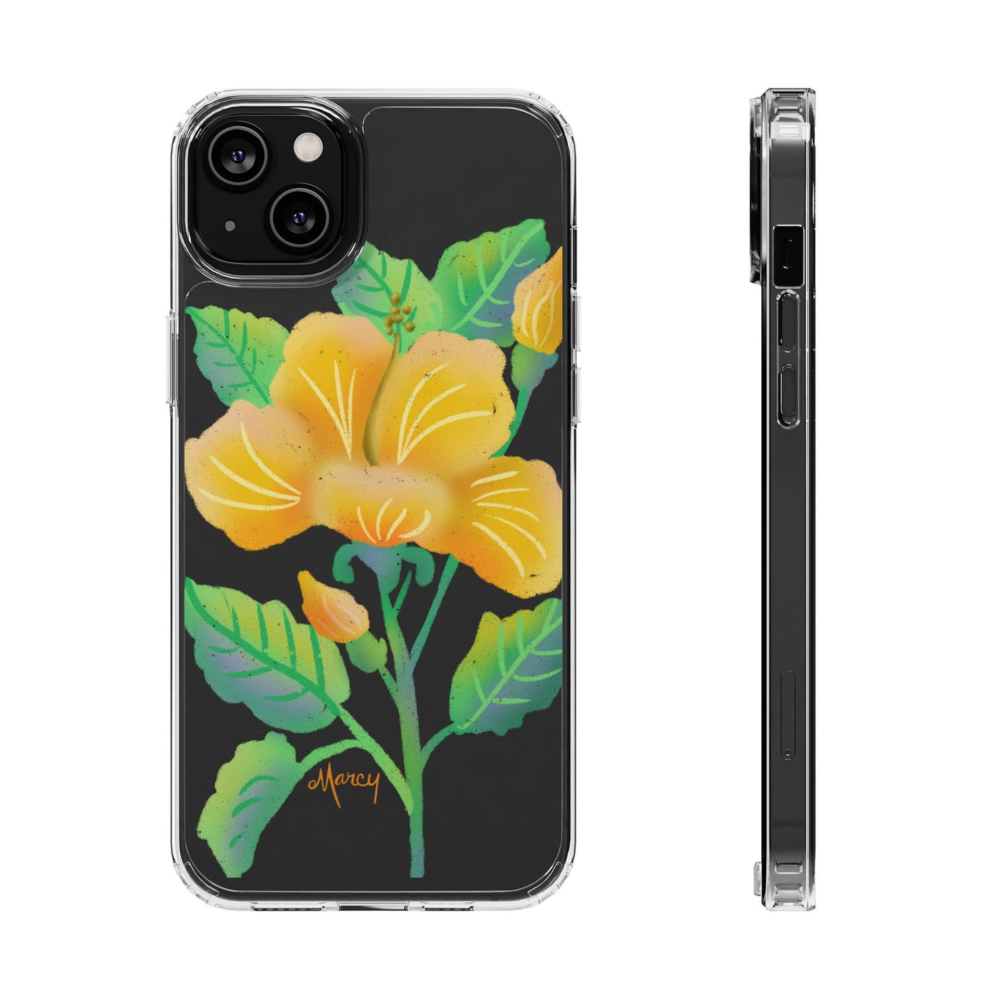 Yellow Hibiscus Blossom Clear Cases