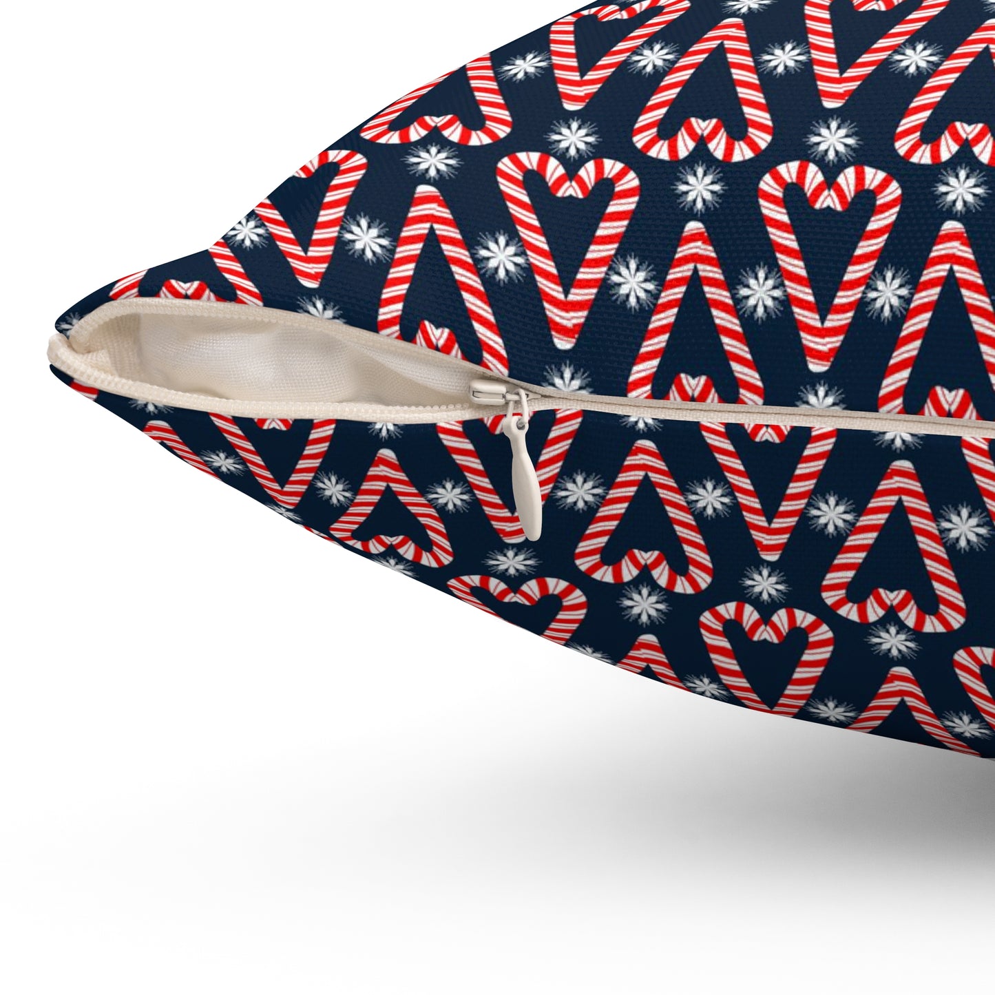 Candy Cane Hearts Spun Polyester Square Pillow