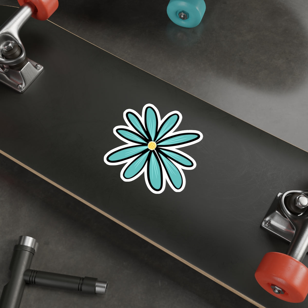 70s Groove Turquoise Daisy Die Cut Sticker