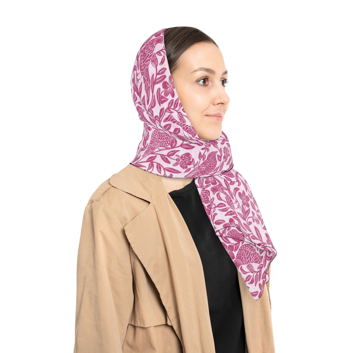 Bird Song & Blossoms — Botanical Print Poly Scarf