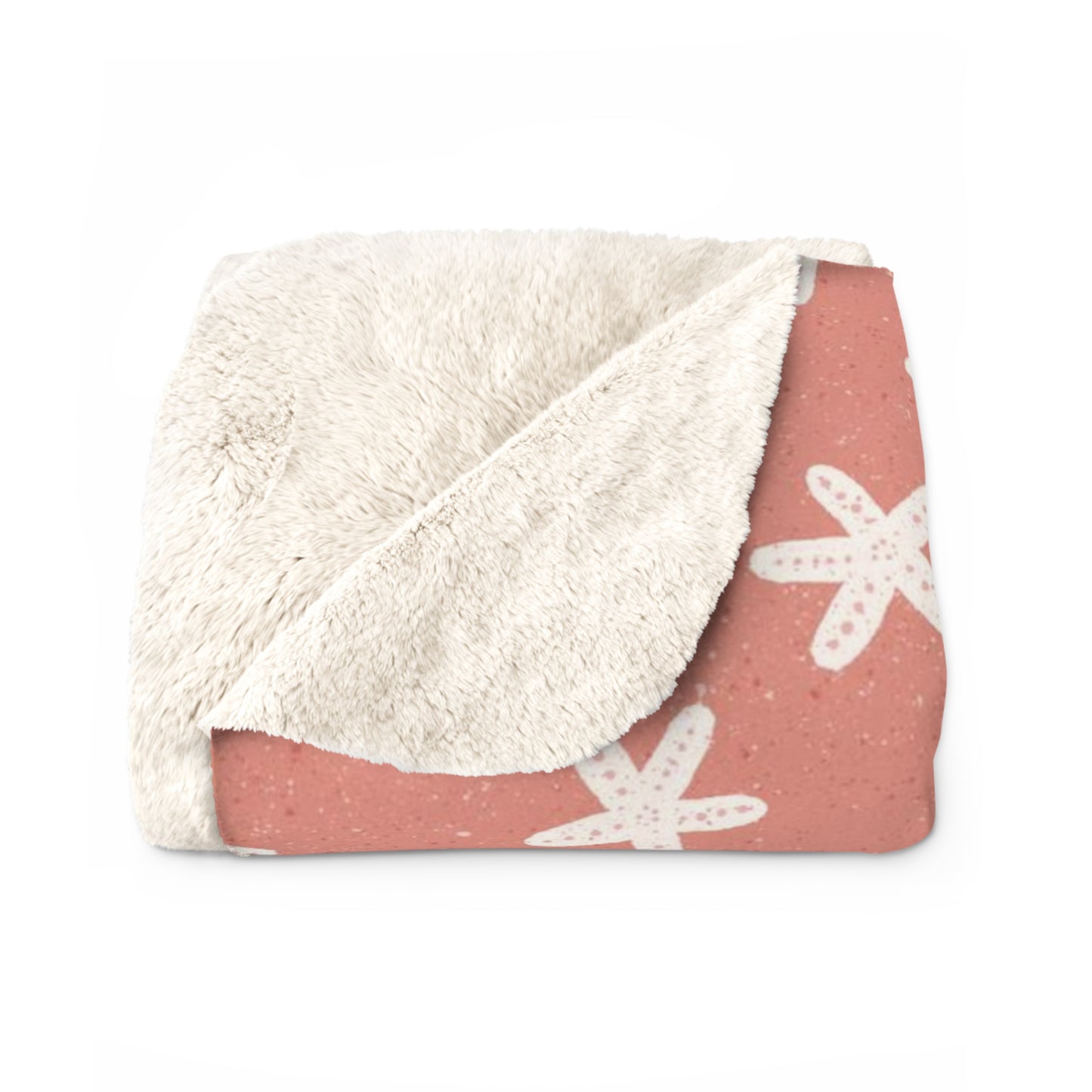 Starfish on Coral Sherpa Fleece Blanket