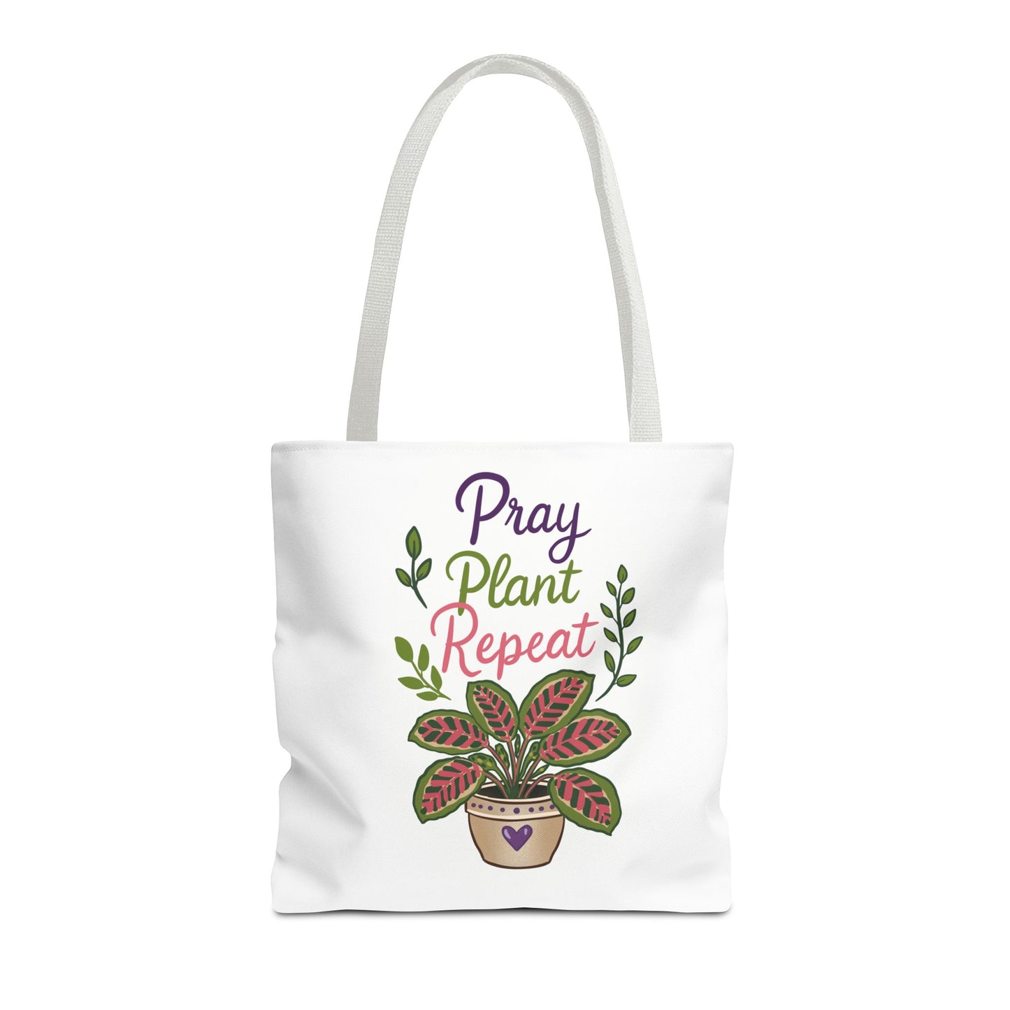 Pray Plant Repeat Tote Bag – Botanical Faith Canvas Shopper