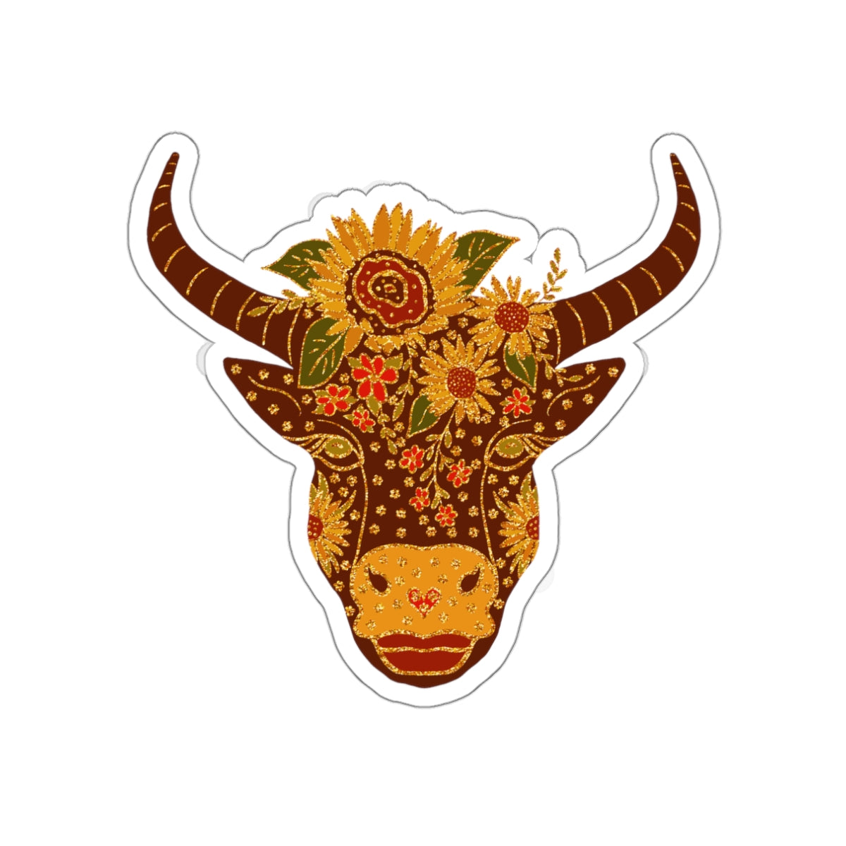 Floral Cow Mabel Die-Cut Sticker