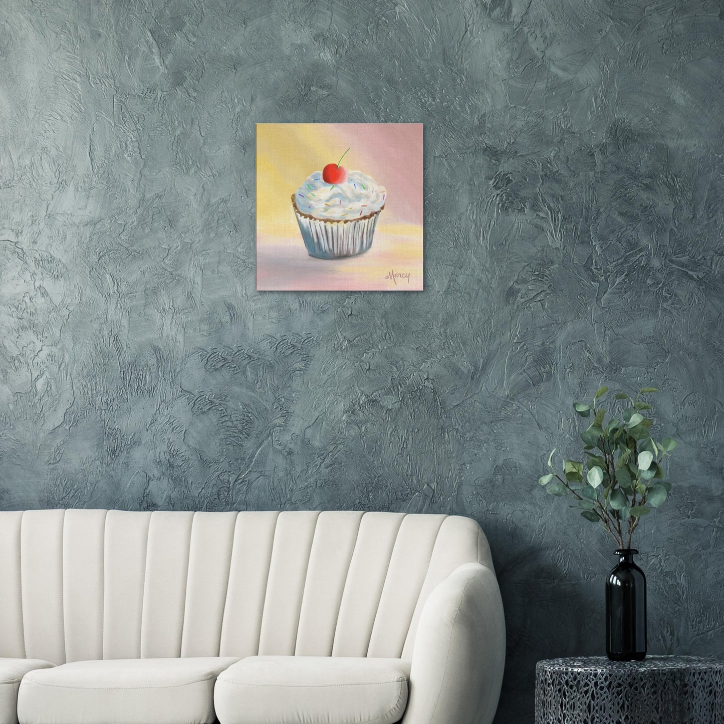 Birthday Cupcake | Painterly Digital Oil Painting | Cupcake Art | Dessert Art | Bakery Art