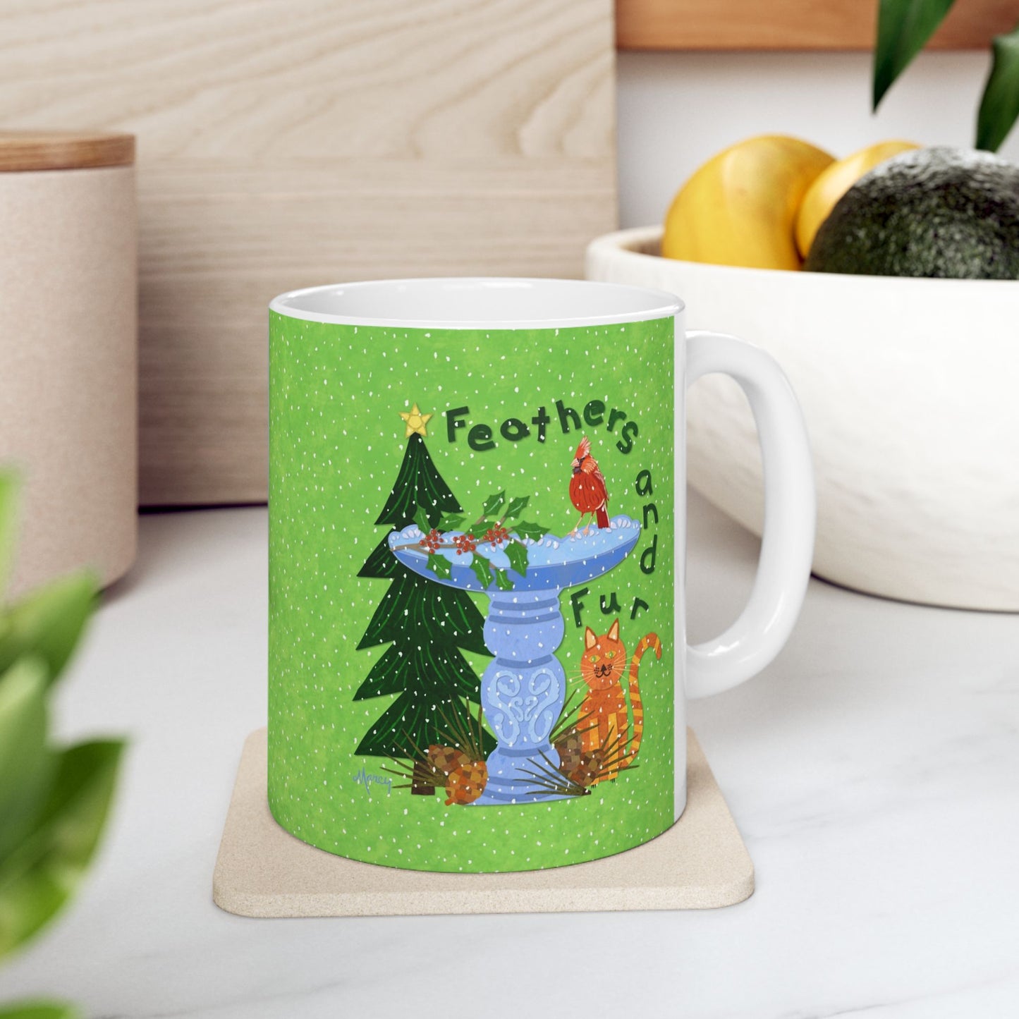 Feathers and Fur Collage Ceramic Mug 11oz & 15oz