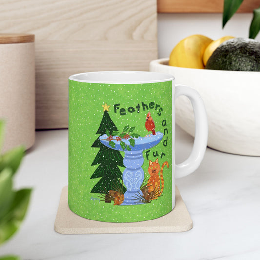 Feathers and Fur Collage Ceramic Mug 11oz & 15oz