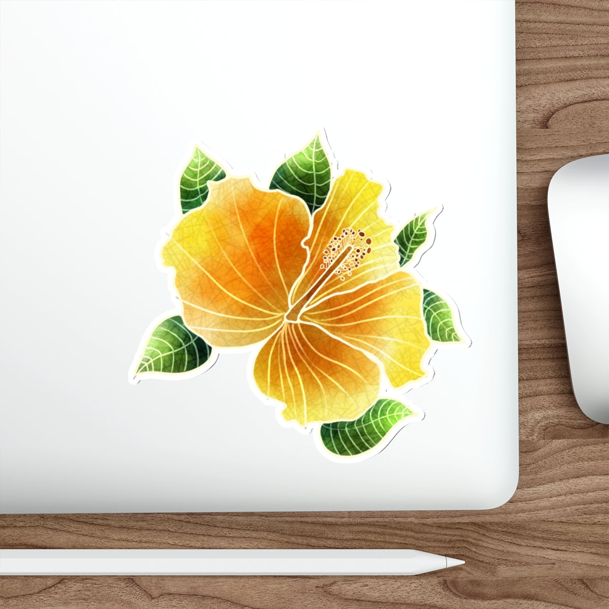 Yellow Hibiscus Die-Cut Stickers