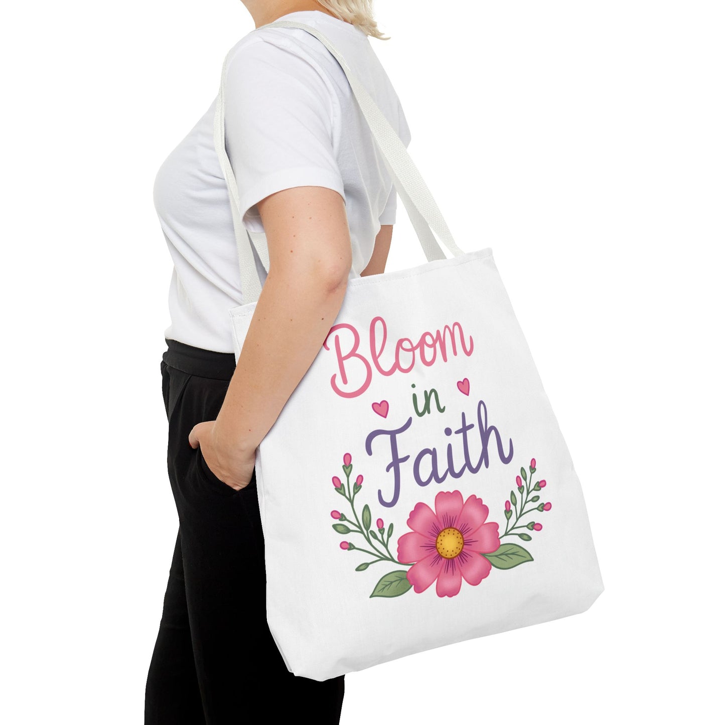 Bloom in Faith Floral Tote Bag — Inspirational Scripture Gift