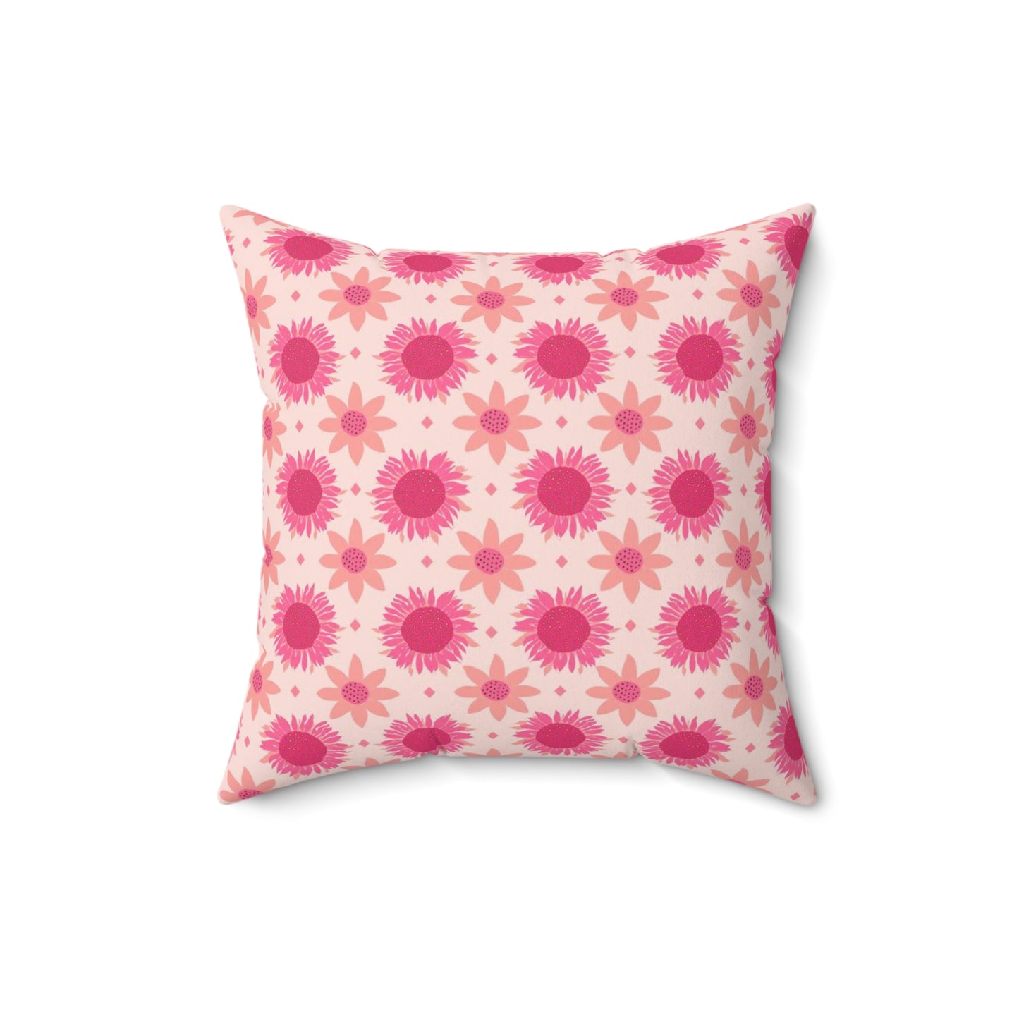 Retro Pink Sunflower Spun Polyester Square Pillow