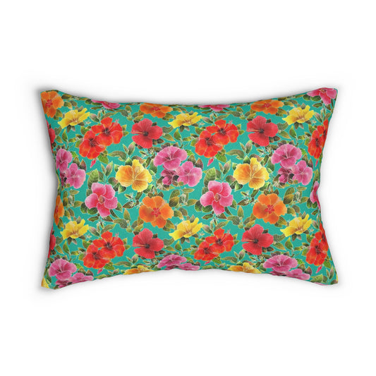 Hibiscus Garden Spun Polyester Lumbar Pillow