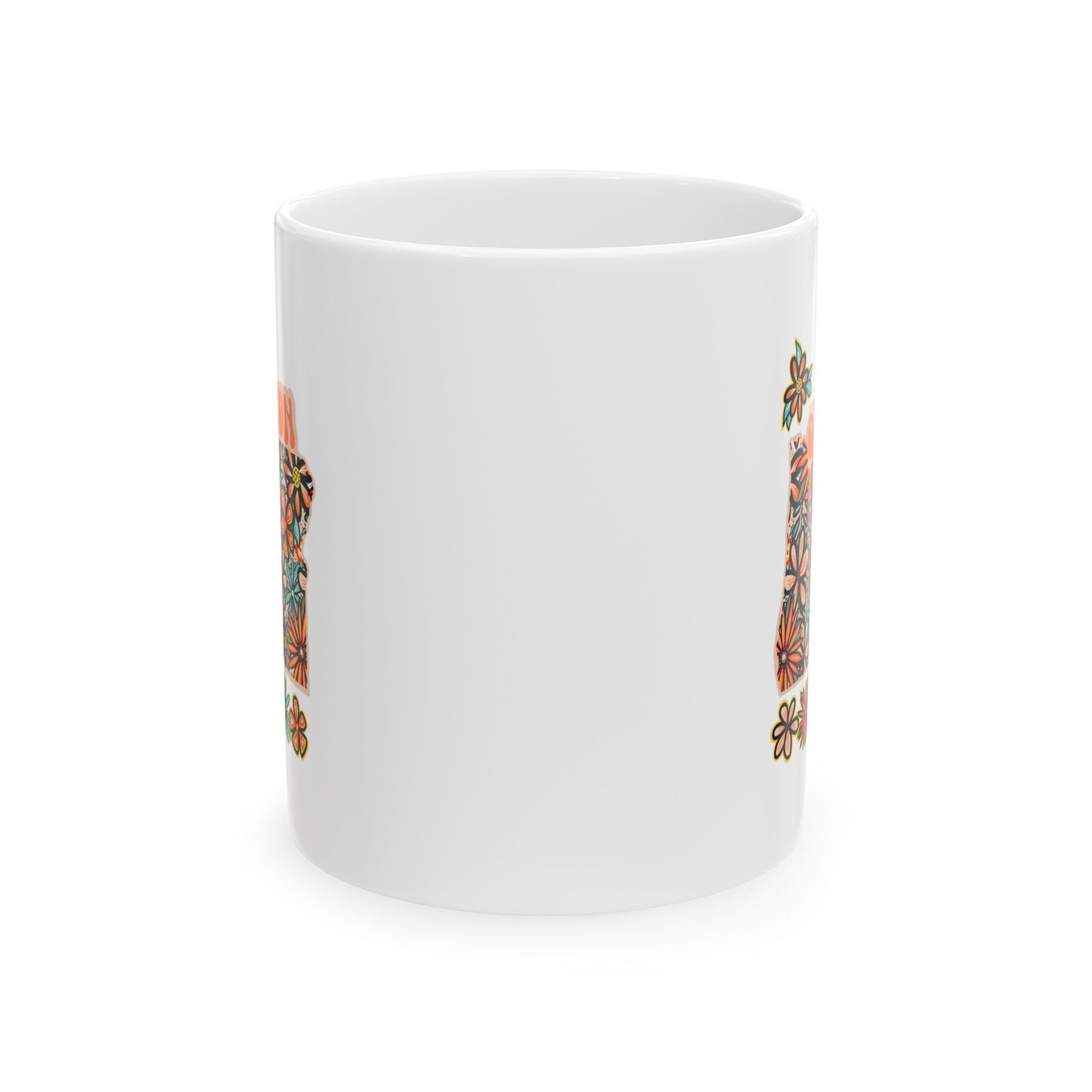 Retro 70s Flowers Oregon Ceramic Mug 11 oz and 15 oz