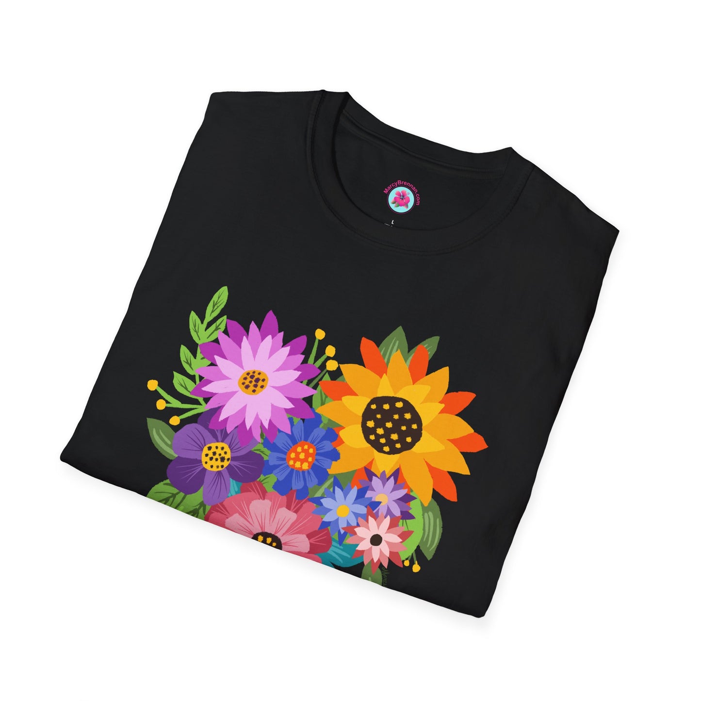 Heart-Shaped Flower Bouquet Softstyle T-Shirt