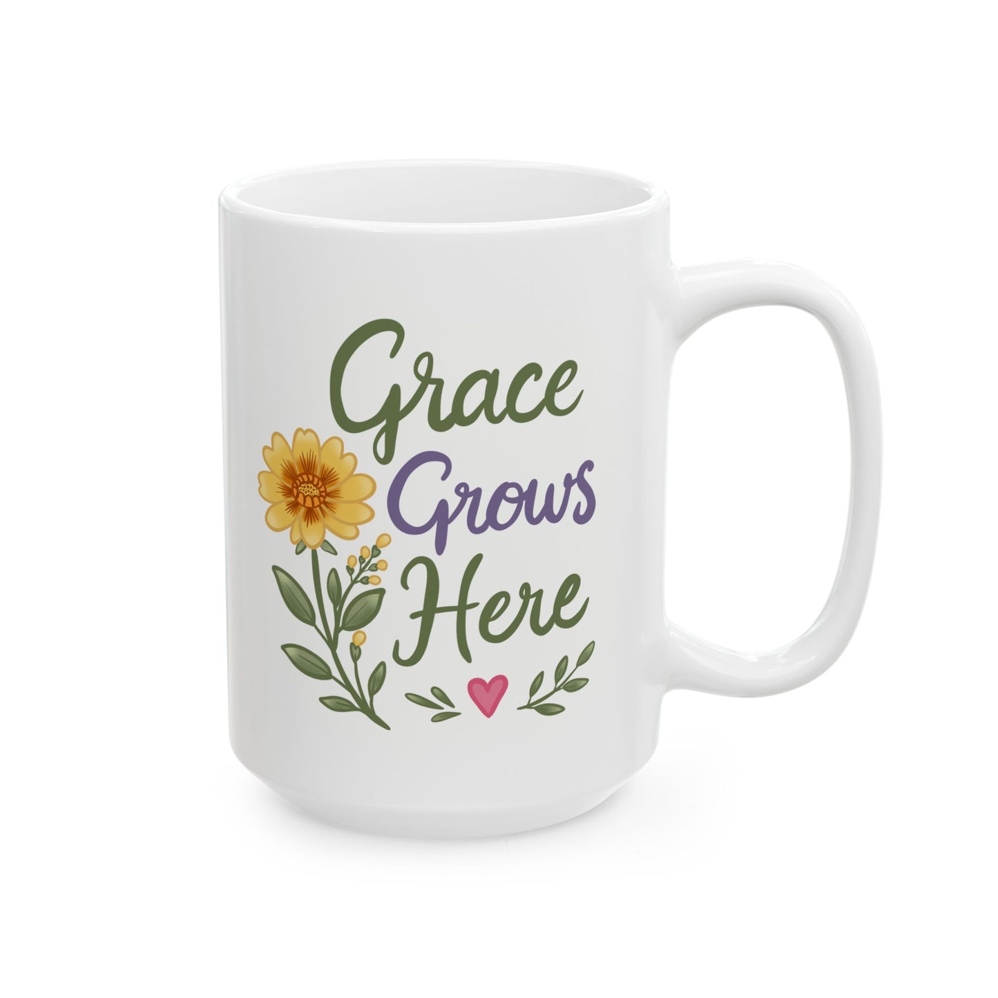 "Grace Grows Here" Inspirational Coffee Cup (11oz & 15oz)