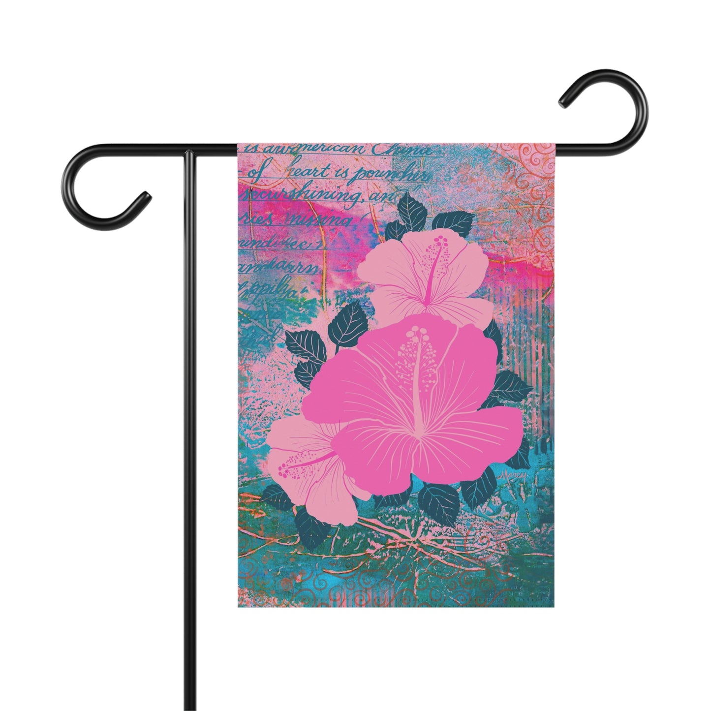 Tropical Blossoms - Three Pink Hibiscus Flowers - Garden & House Banner