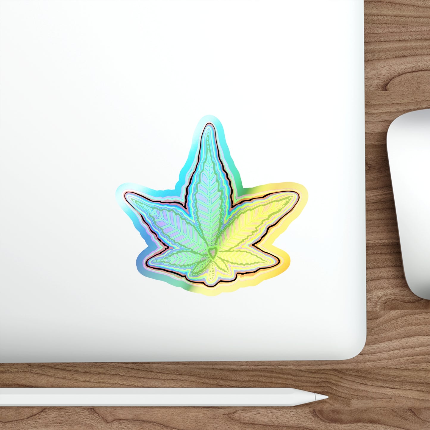 Holographic Colorful Cannabis Leaf Die-cut Stickers