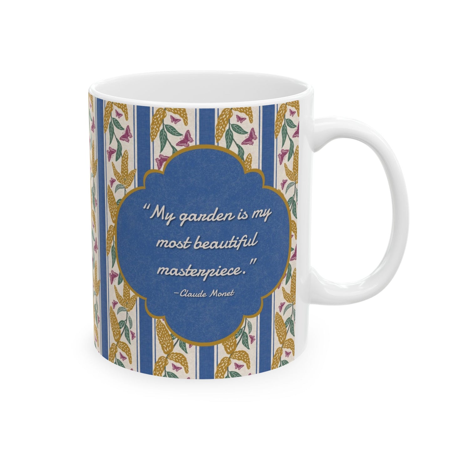 Goldenrod and Butterflies with Monet Quote Ceramic Mug 11oz & 15oz