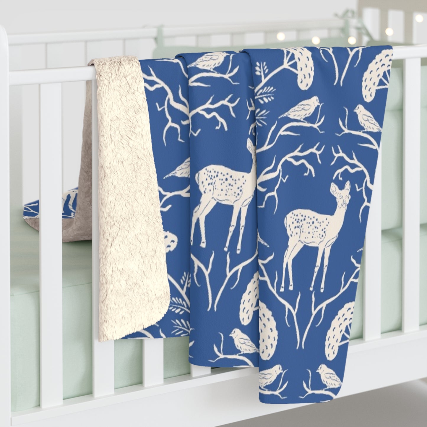 Appalachian Yarrow, Deer and Goldfinches Sherpa Fleece Blanket