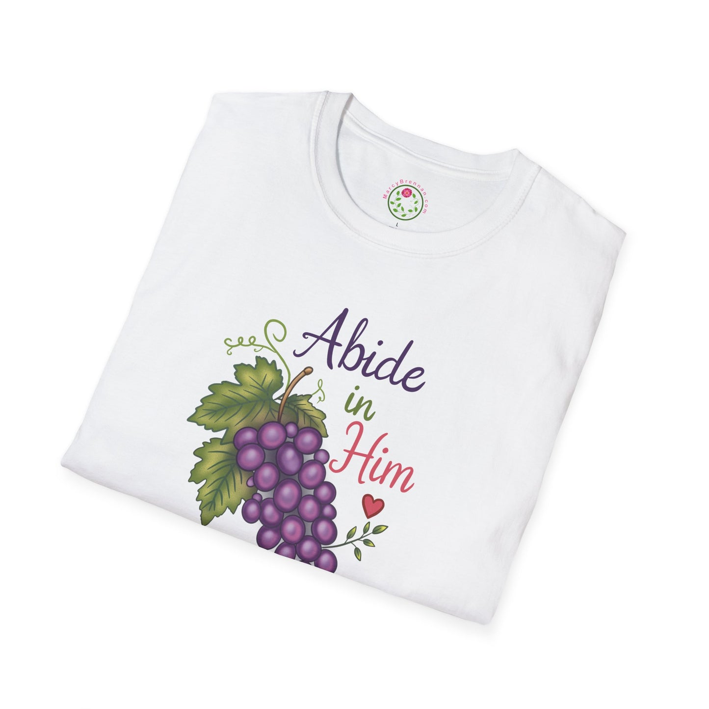 Abide in Him T-Shirt — Christian Faith Grapes Design