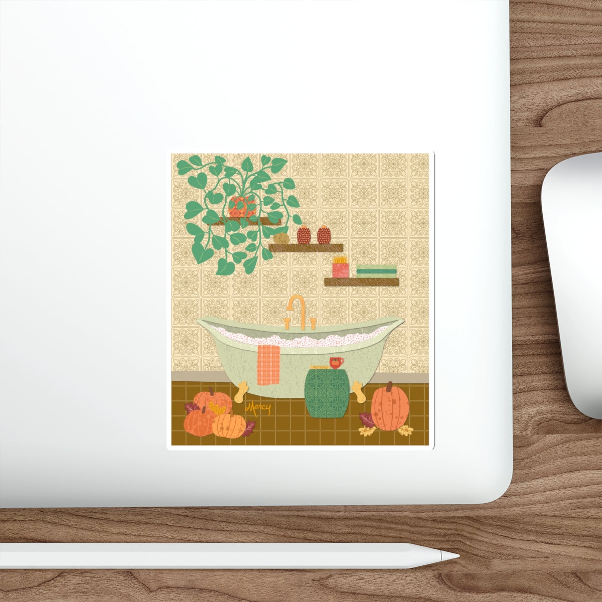 Autumn Bath Retreat Collage Die Cut Sticker