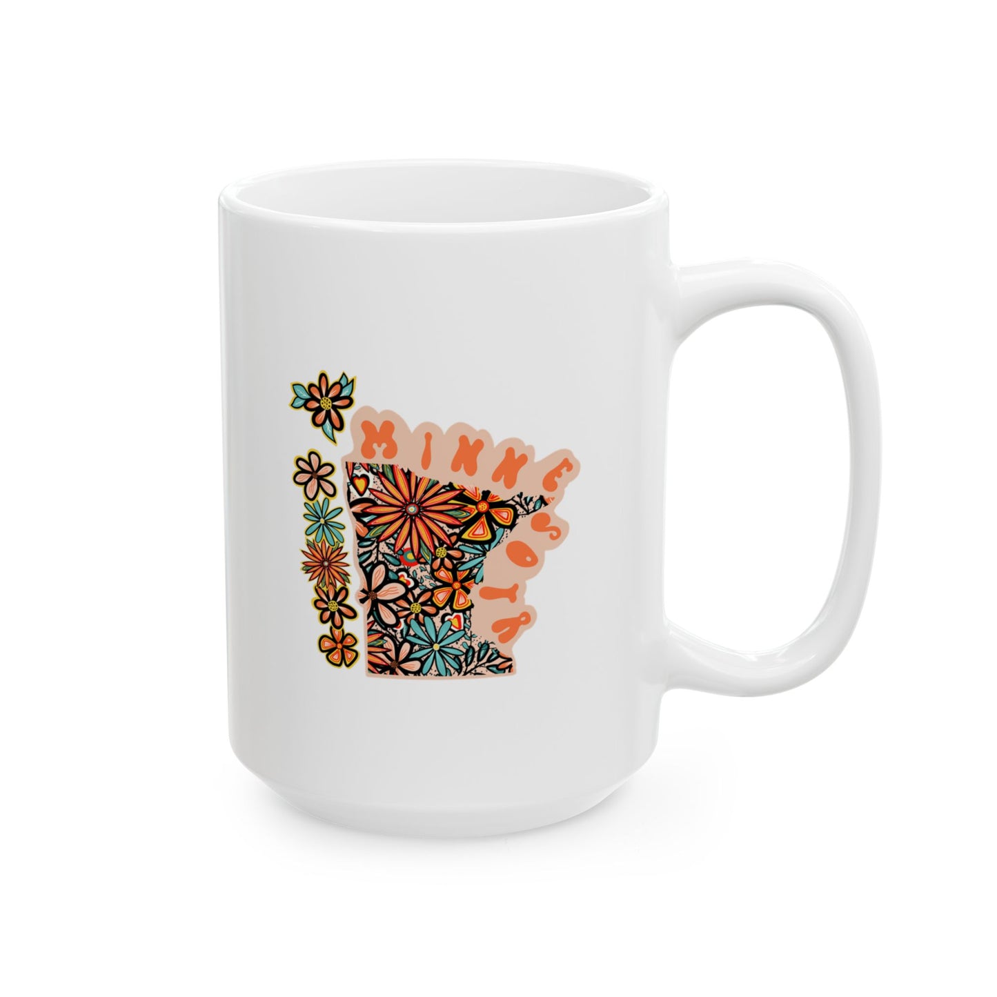 Retro 70s Flowers Minnesota Ceramic Mug 11 oz and 15 oz