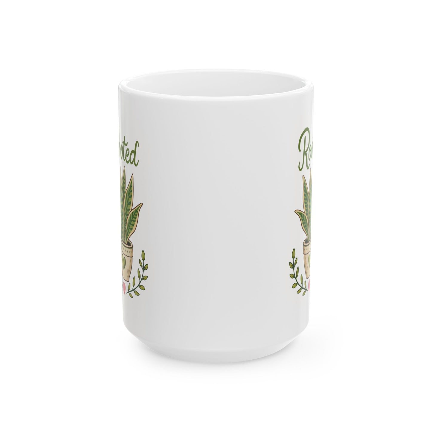 Plant Lover Ceramic Mug – 'Rooted' Potted Succulent Coffee Cup (11oz & 15oz)