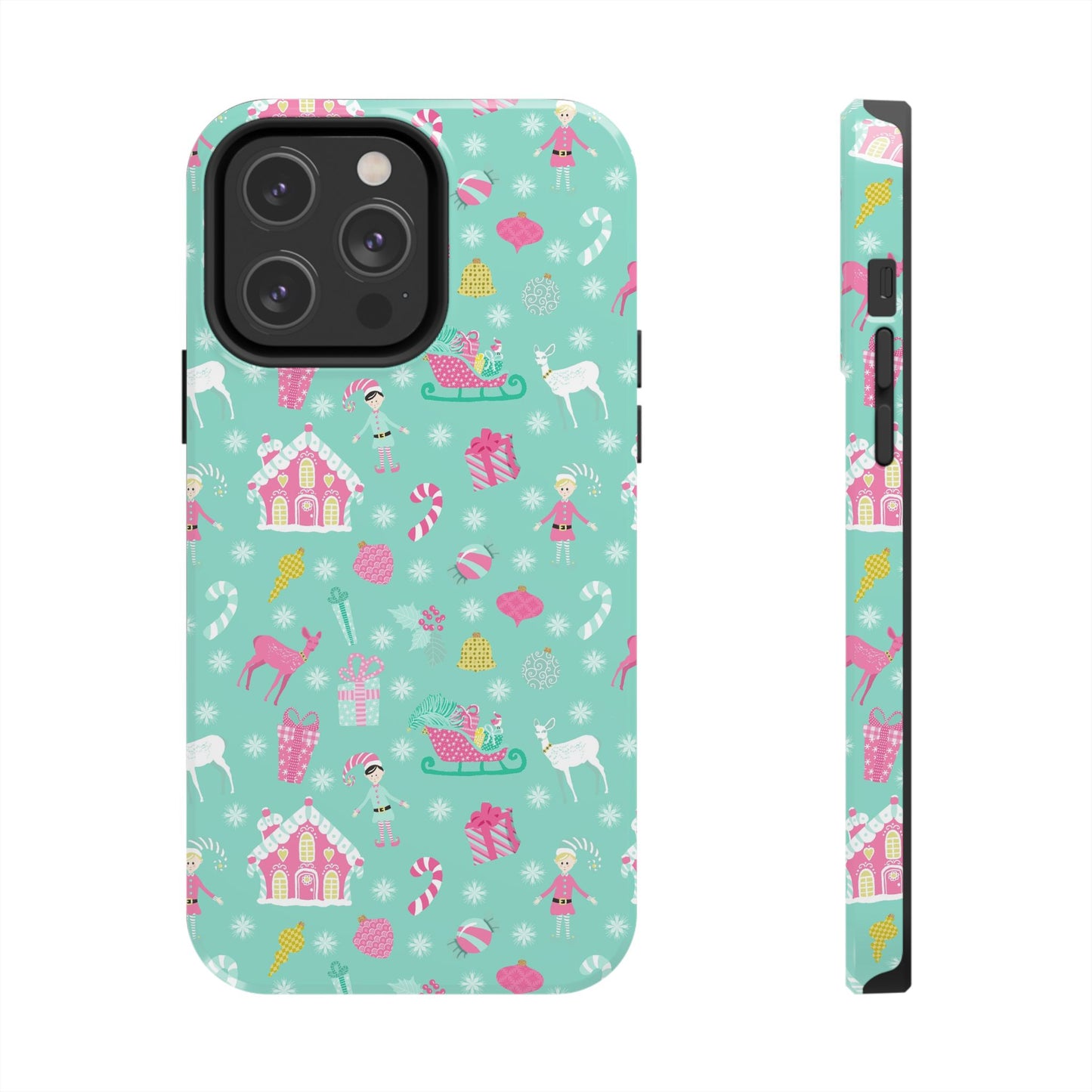 Pastel Christmas on Turquoise Tough Phone Cases