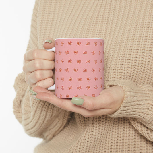 Pink Meadow Flowers Ceramic Mug 11oz