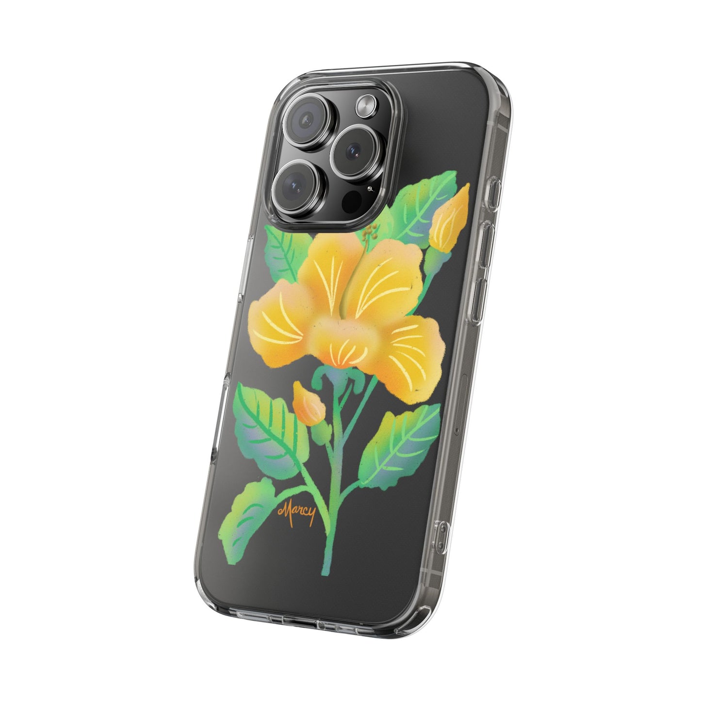 Yellow Hibiscus Blossom Clear Cases